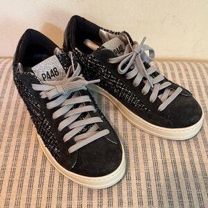 P448 Glittery Black and Silver Sneakers